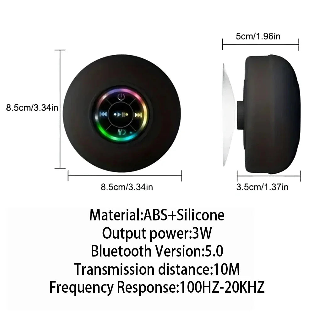 AEVYVKV IPX4 Waterproof Bluetooth Shower Speaker with Suction Cup