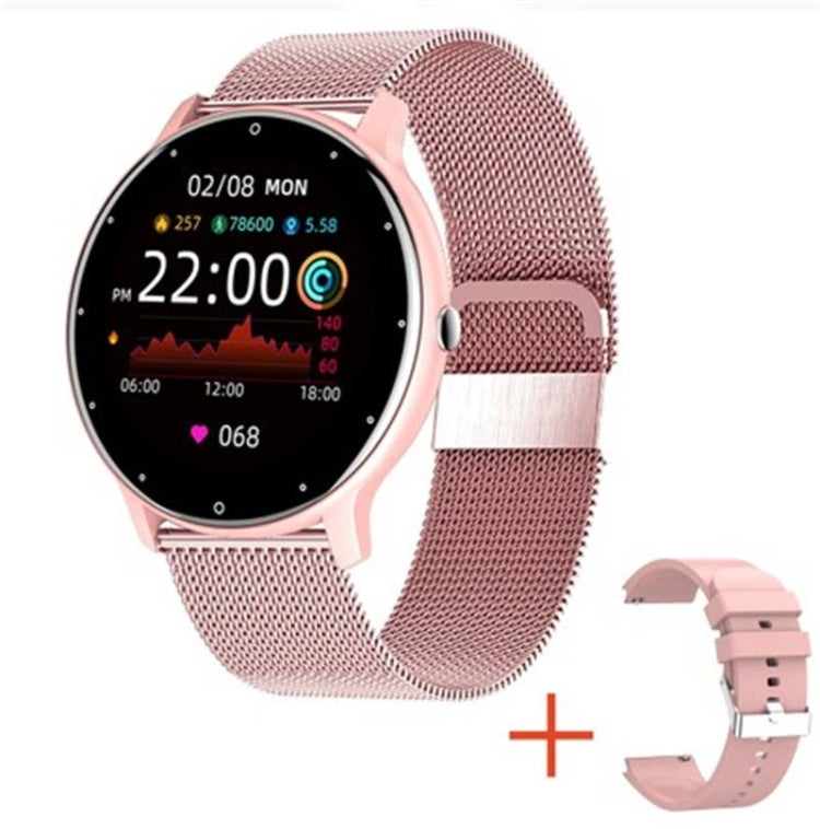 Bluetooth Smart Watch with Heart Rate, SpO₂ & Blood Pressure Monitoring – Mesh Pink