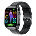 Health monitoring smartwatch with blood glucose tracking and AMOLED display front view