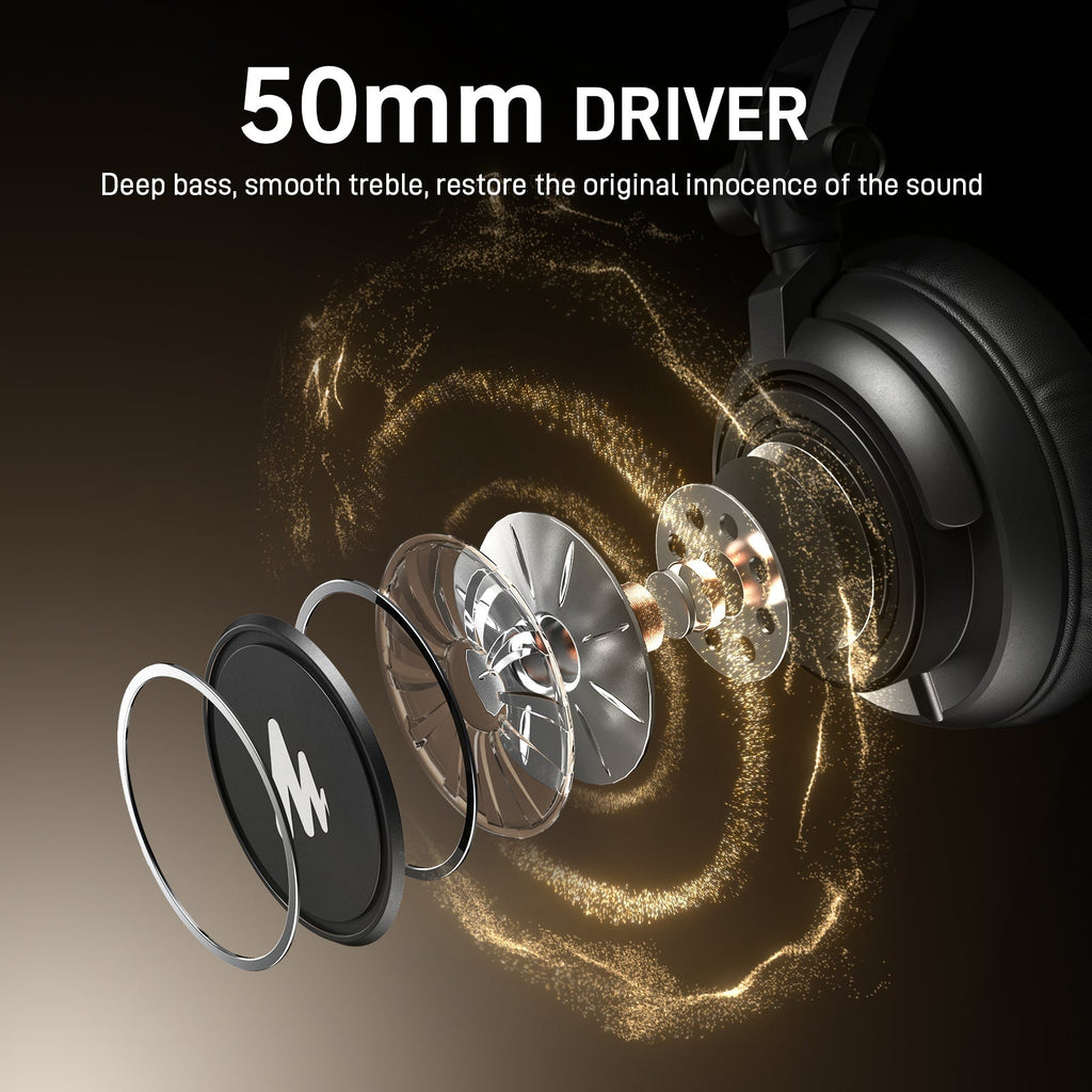 Maono Studio Closed-Back Headphones 50mm – AU-MH601 with 3.5mm & 6.35mm Jack