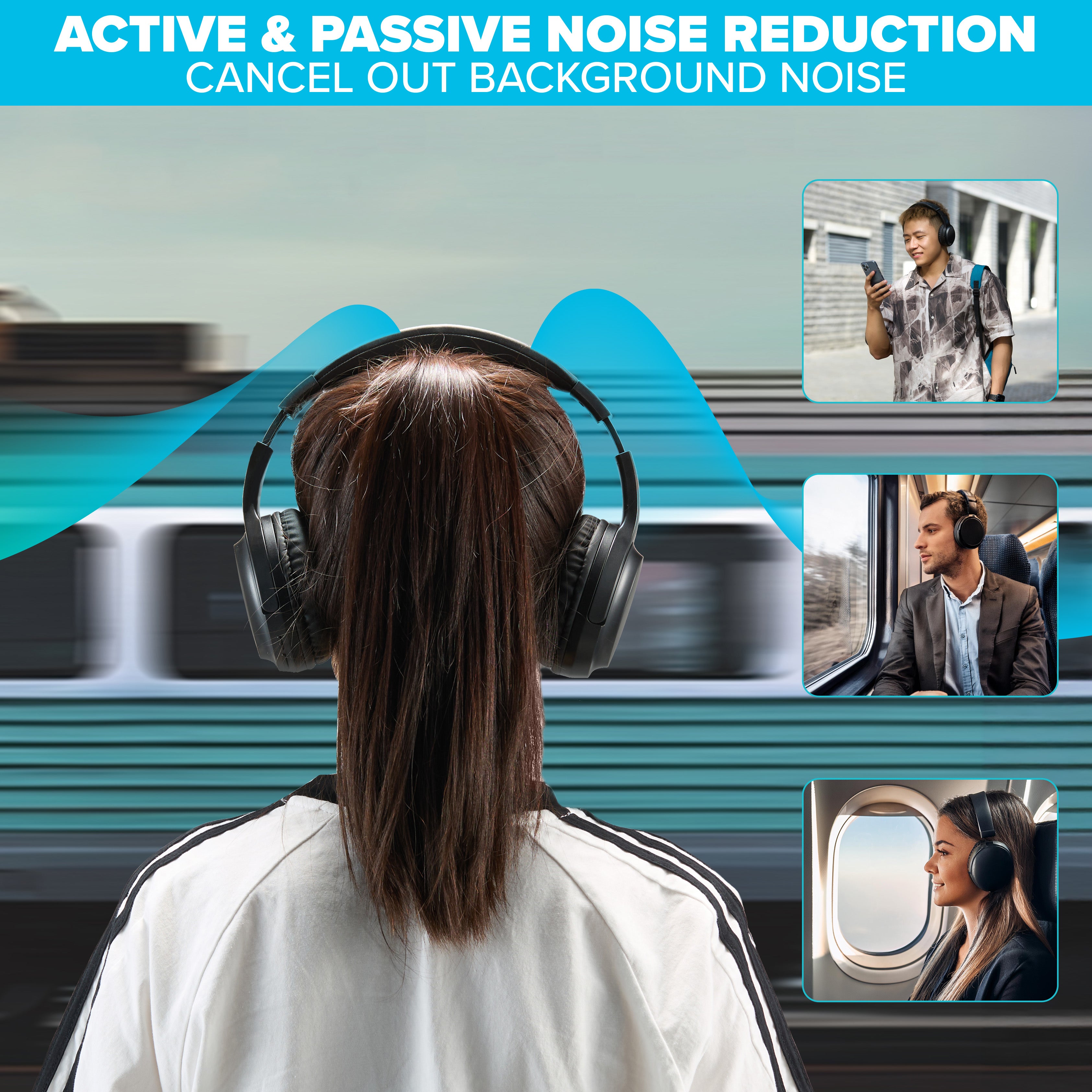 Maplin Bluetooth 5.3 Noise Cancelling Over-Ear Headphones – Black