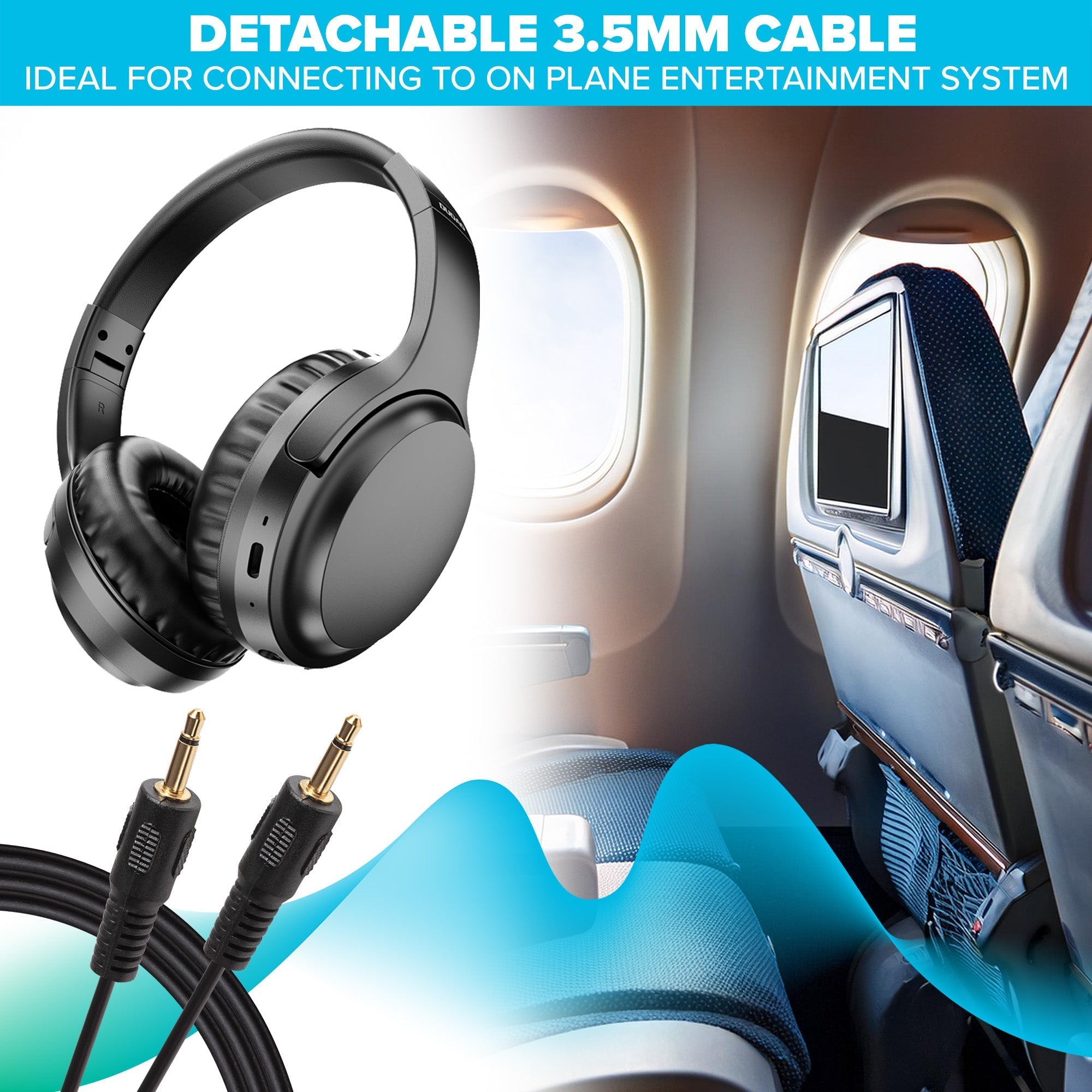Maplin Bluetooth 5.3 Noise Cancelling Over-Ear Headphones – Black