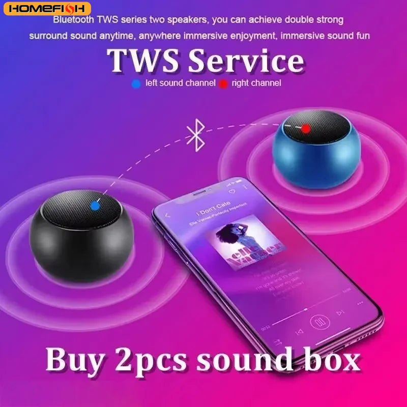 HOMEFISH Mini Bluetooth Speaker – Portable Metal Wireless Subwoofer