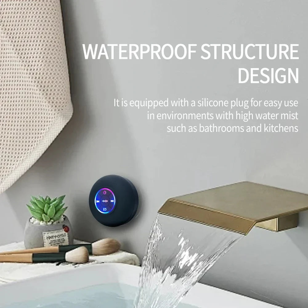 AEVYVKV IPX4 Waterproof Bluetooth Shower Speaker with Suction Cup
