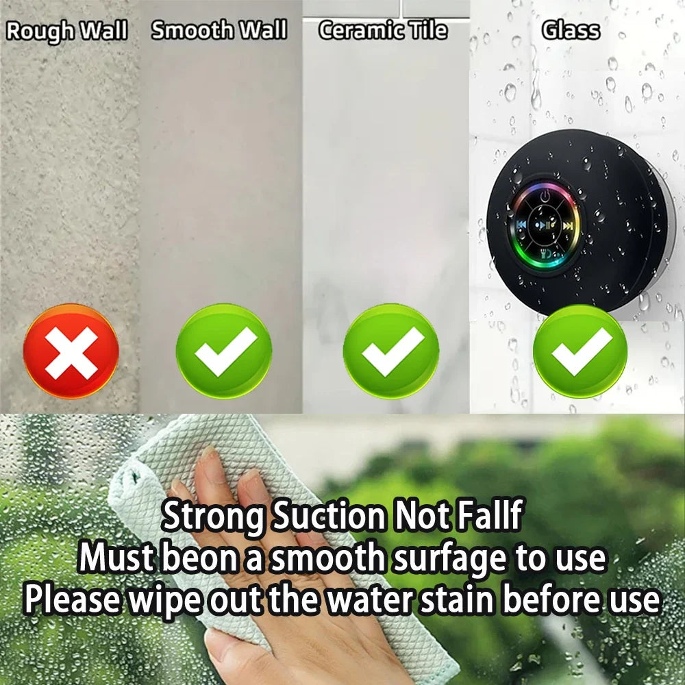 AEVYVKV IPX4 Waterproof Bluetooth Shower Speaker with Suction Cup