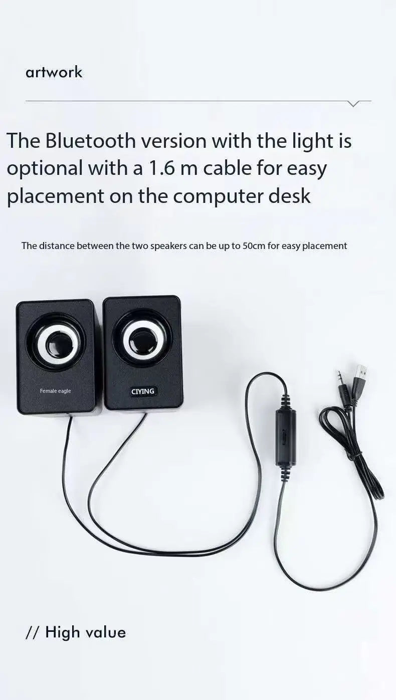 N7 USB PC Speaker with LED Light – 3.5mm Computer Speaker