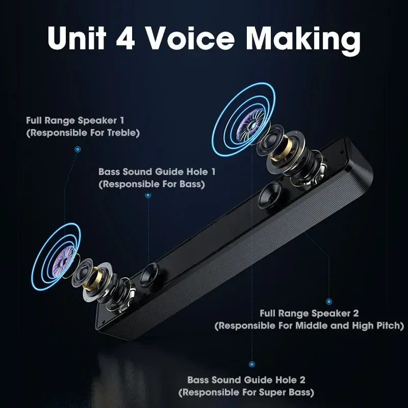 DIKELANG 4D Surround Bluetooth Soundbar with Subwoofer